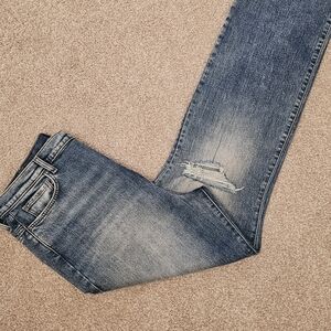 Size 34, Women's 7 For All Mankind Easy Boot With Blown Out Knees In Ventura